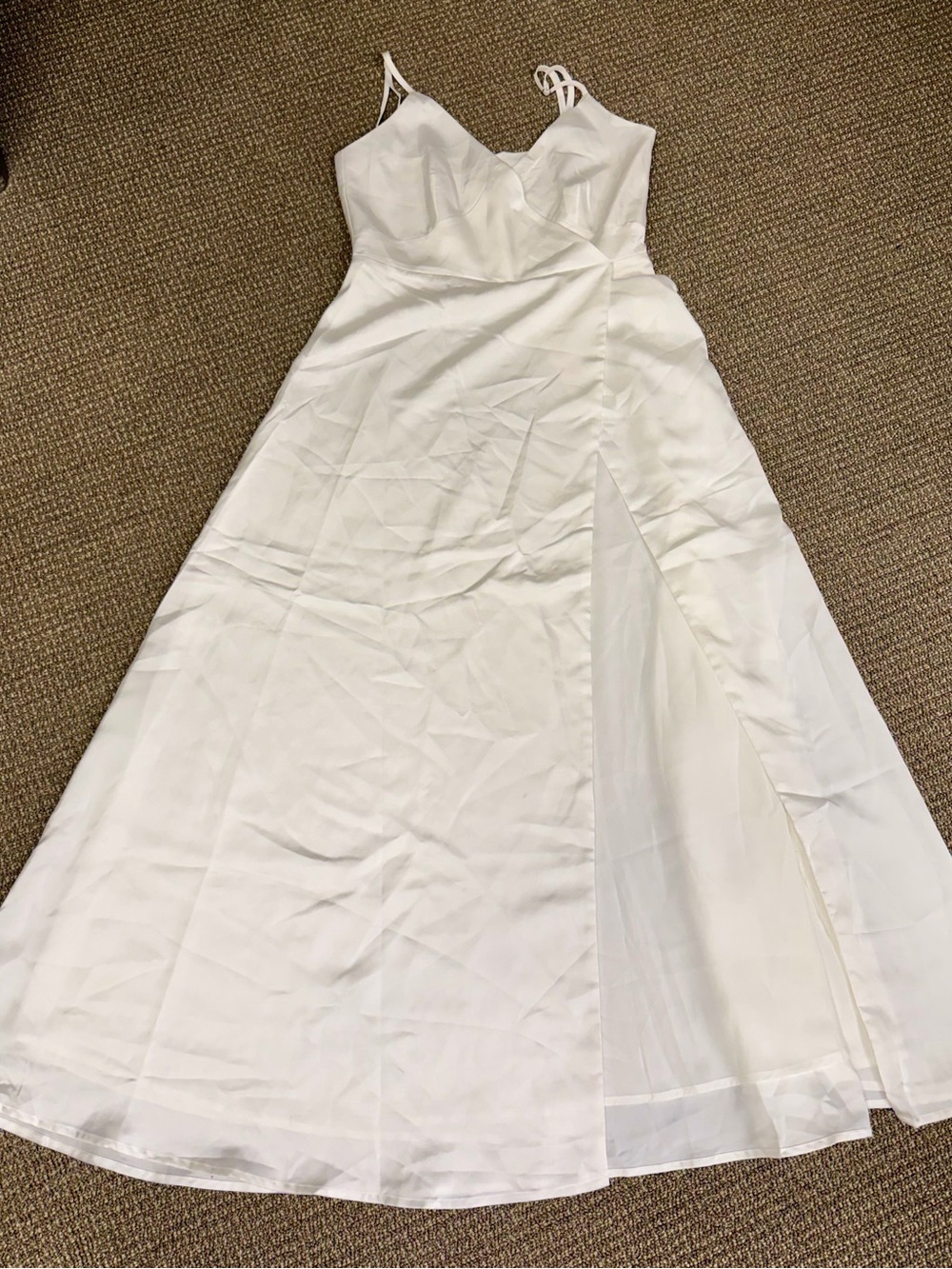 RIHOAS White Strapless A-Line Maxi Dress with Front Slit